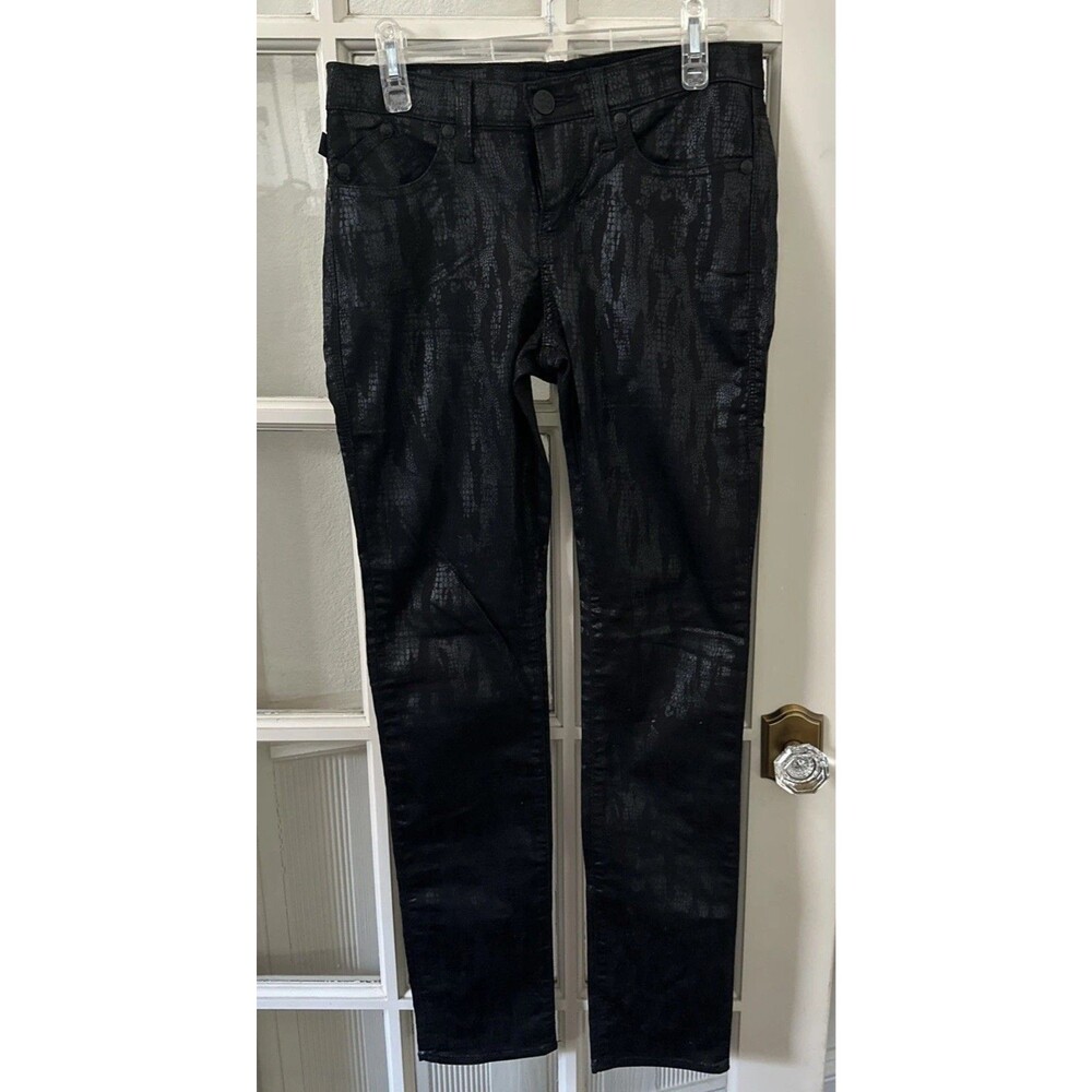 ROCK & REPUBLIC Snake Print Pants Womens 8 Black Berlin